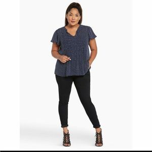 Torrid Navy Blue Polka Dot Blouse